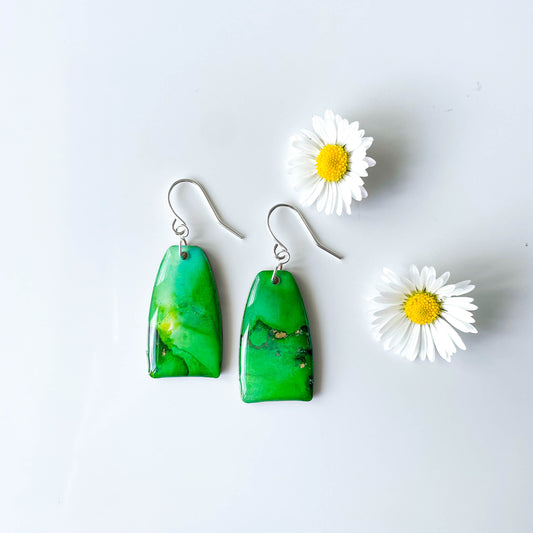 Tapered Arch Drop Earrings - Green Mix - Rainbow Collection