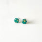 Green and Gold Leaf Hexagon Stud Earrings