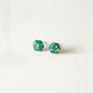Green and Gold Leaf Hexagon Stud Earrings