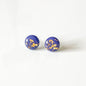 Purple and Gold Leaf Stud Earrings