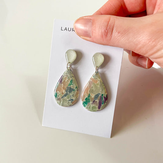 Marble Large Teardrop Earrings