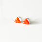Triangle Orange Stripe Stud Earrings