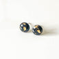 Black and Gold Leaf Stud Earrings