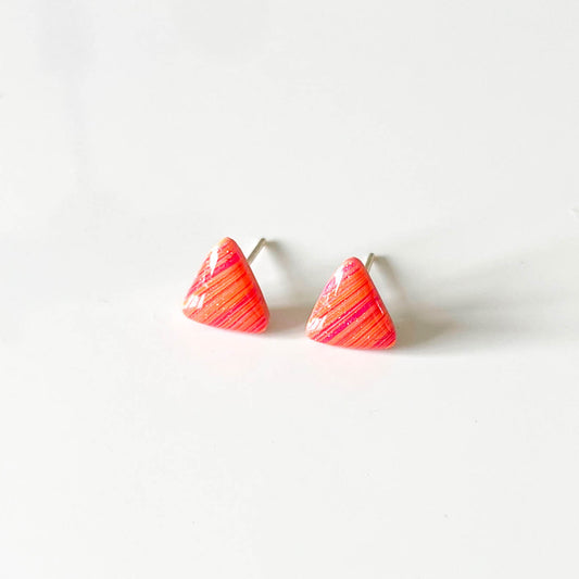 Triangle Orange Stripe Stud Earrings