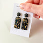 Black and Gold Leaf Large Arch Earrings