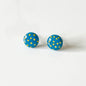 Teal and Gold Polka Dot Stud Earrings