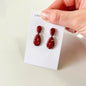 Red and Gold Leaf Teardrop Earrings