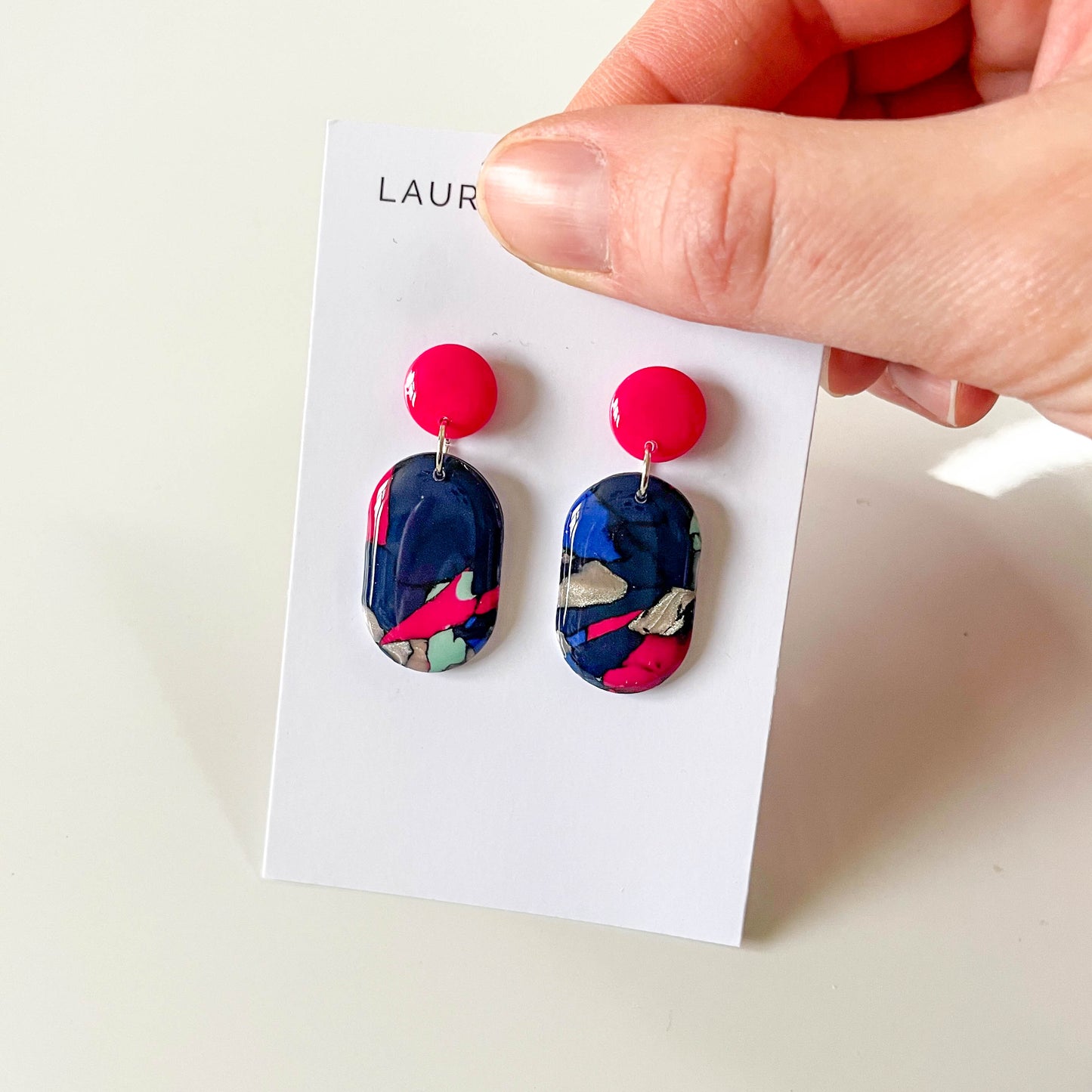 Pink Marble Drop Earrings