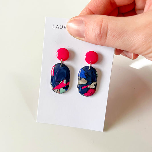 Pink Marble Drop Earrings