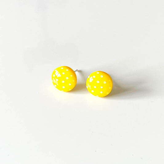 Yellow Polka Dot Stud Earrings
