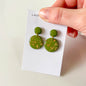 Green and Gold Leaf Circle Earrings