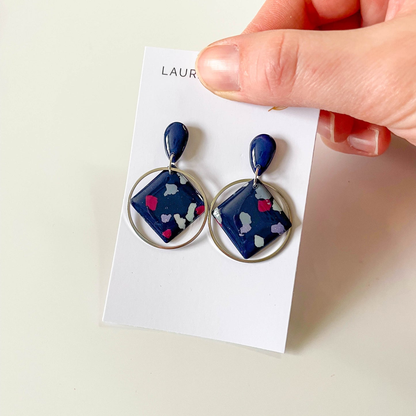 Navy Blue Hanging Earrings