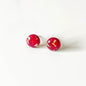 Dark Red and Gold Leaf Stud Earrings