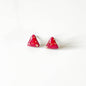 Triangle Red and Gold Leaf Stud Earrings