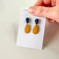 Navy and Mustard Teardrop Earrings