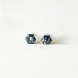 Black and Silver Leaf Hexagon Stud Earrings