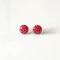 Dark Red and Gold Polka Dot Stud Earrings
