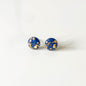 Navy and Gold Leaf Stud Earrings
