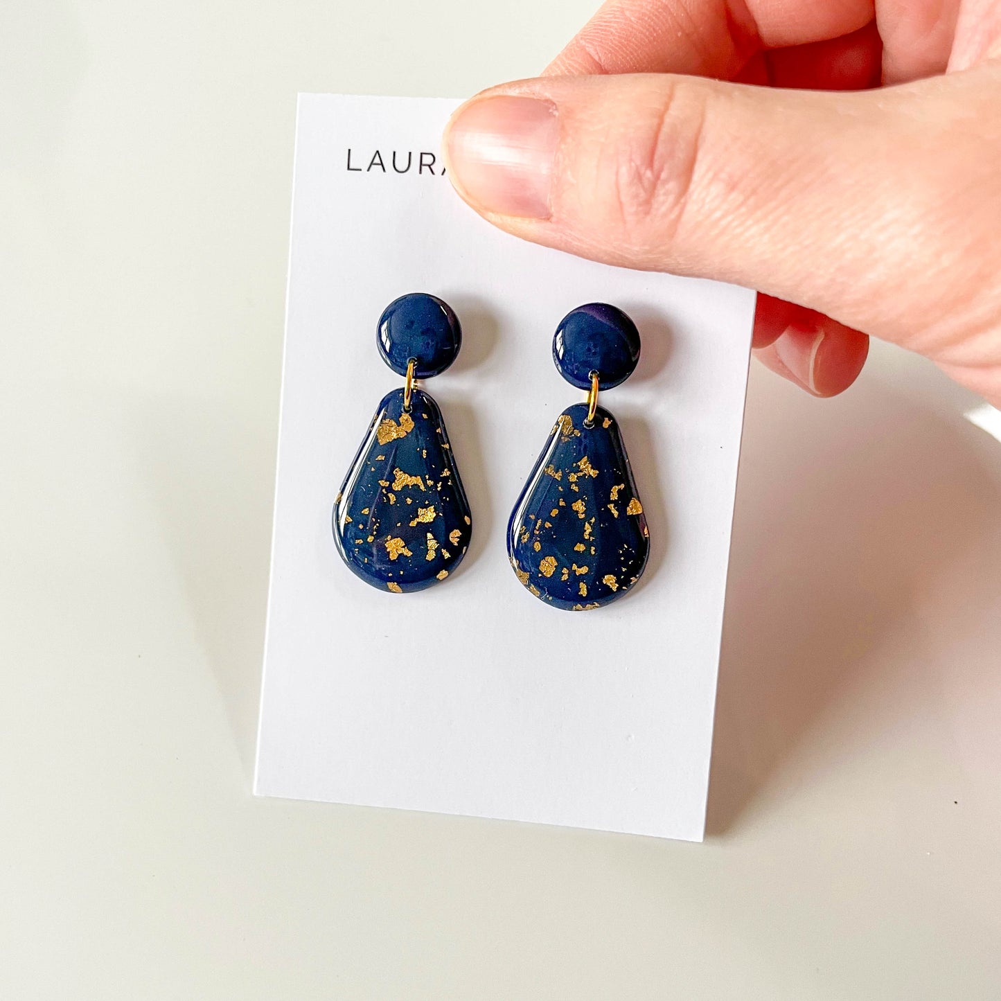 Navy and Gold Drop Earrings