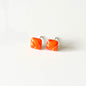 Square Orange Stripe Stud Earrings