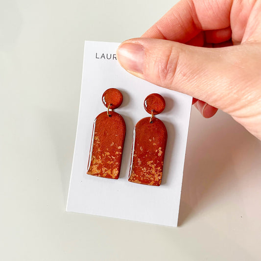 Copper Leaf Large Arch Earrings