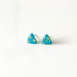 Triangle Turquoise and Gold Leaf Stud Earrings