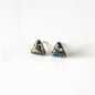 Triangle Black and Gold Leaf Stud Earrings