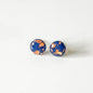 Navy Blue and Copper Leaf Stud Earrings