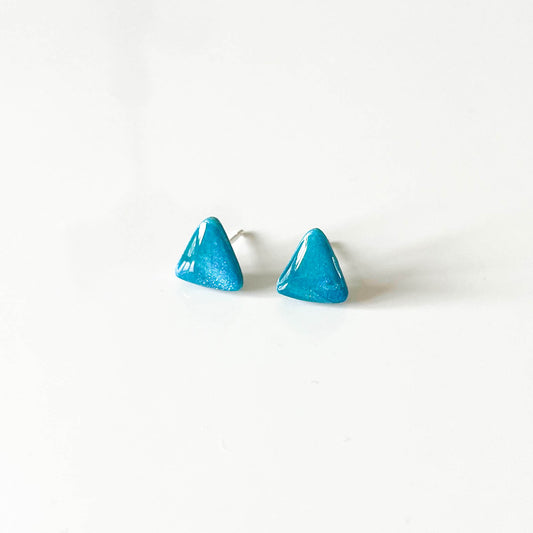 Triangle Turquoise Shimmer Stud Earrings