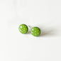 Olive Green and Gold Leaf Stud Earrings