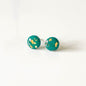 Green and Gold Leaf Stud Earrings