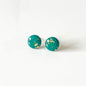Green and Gold Leaf Stud Earrings