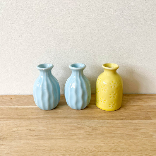 Mini Ceramic Vase - Blue and yellow - SECONDS
