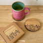 Wooden Coasters - Engraved Wildflower Pattern - Set of 4