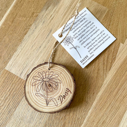 Birth Month Flower Hanging Decorations - Engraved Wooden Slices